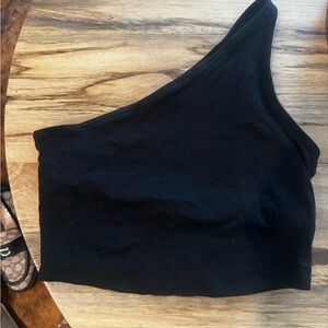 PINK Victoria's Secret Black One-Shoulder Crop Top